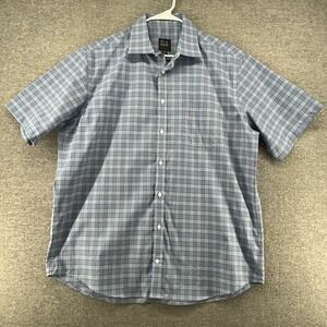 Jos A Bank Traveler Short Sleeve Shirt Men Size Large Multicolor Check Casual